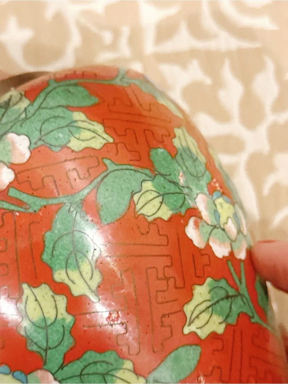 Brown Floral Cloisonné Decorative Vase